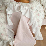 Duvet Cover Set Cotton-Linen Breathable Floral & Double Ruffle