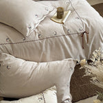 Duvet Cover Set Cotton-Linen Breathable Floral Embroidery