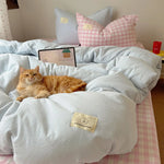 Duvet Cover Set Cotton-Linen Breathable Reversible