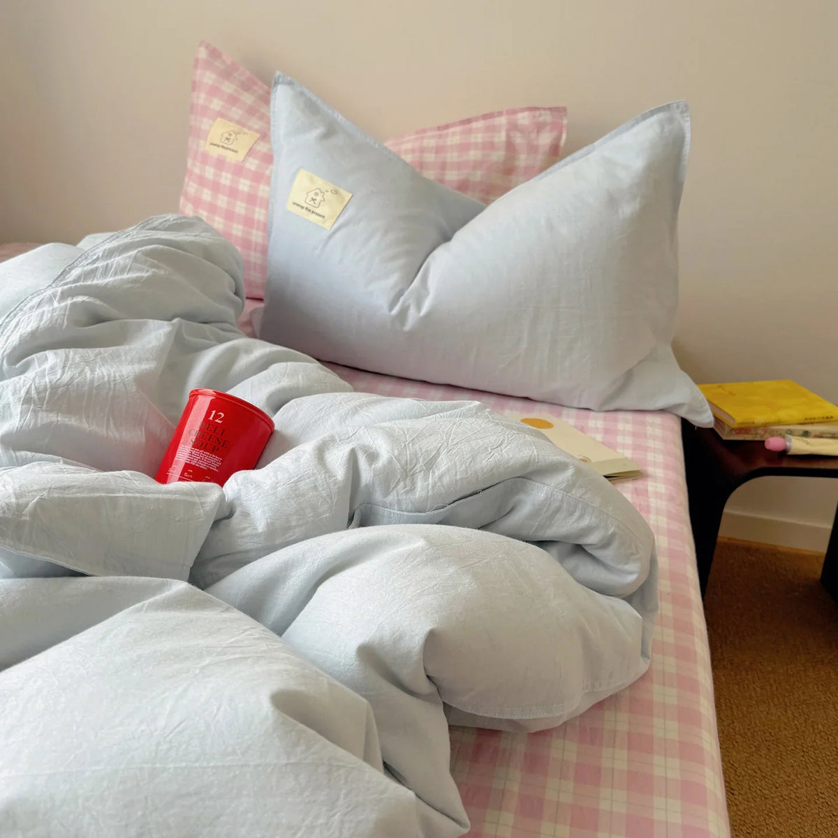Duvet Cover Set Cotton-Linen Breathable Reversible
