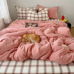 Duvet Cover Set Cotton-Linen Breathable Reversible