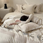 Duvet Cover Set Cotton-Linen Embroidered Swallow & Lace 4-Piece