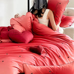 Duvet Cover Set Cotton Percale Reversible 3D Heart Applique