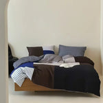 Duvet Cover Set Cotton Percale Reversible Block & Stripe