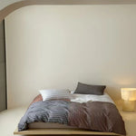Duvet Cover Set Cotton Percale Reversible Block & Stripe