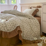 Duvet Cover Set Cotton Percale Reversible Floral & Ruffle Trim