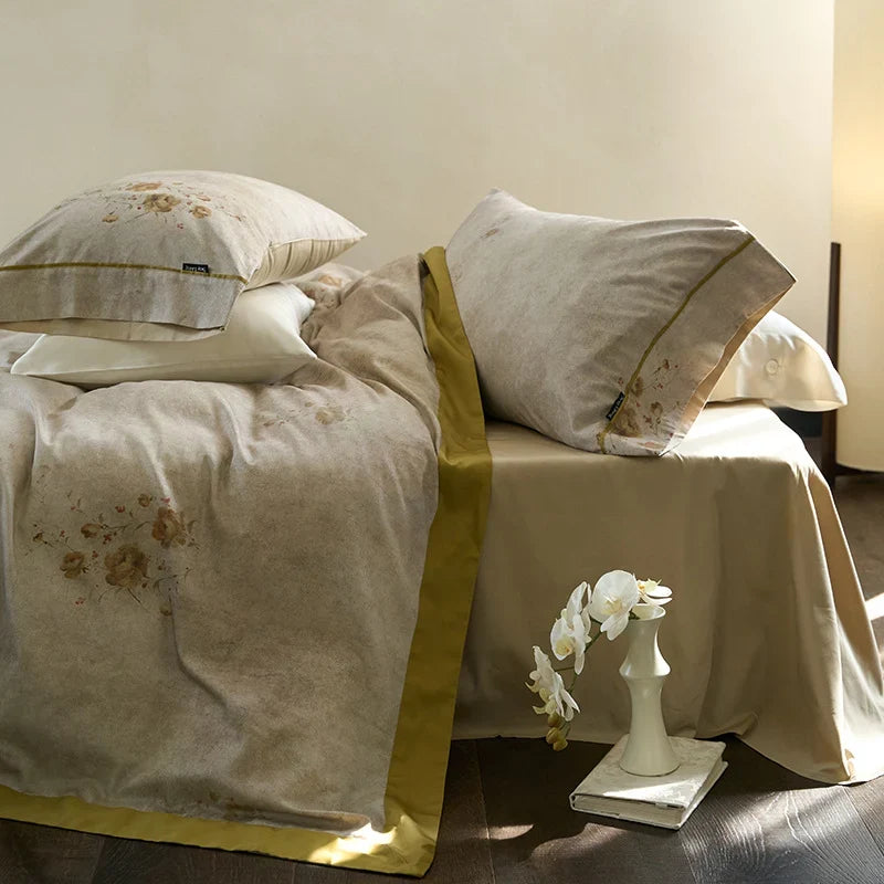 Duvet Cover Set Cotton Percale Reversible Hidden Zipper & Ties