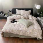 Duvet Cover Set Cotton Percale Reversible Wildflower Print 4-Piece