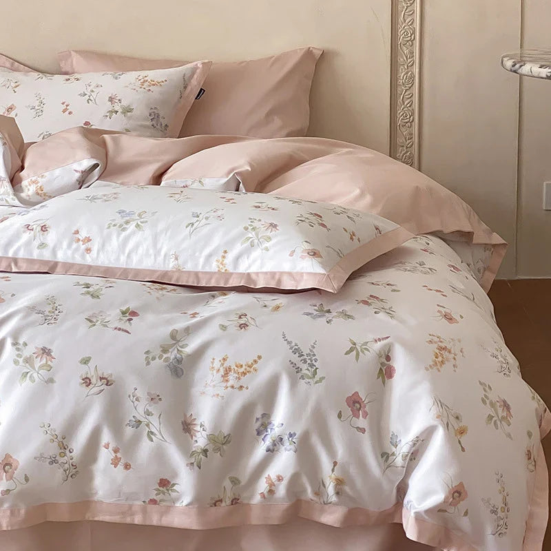 Duvet Cover Set Cotton Satin Botanical Print
