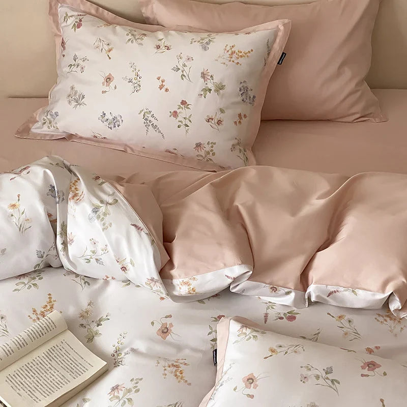 Duvet Cover Set Cotton Satin Botanical Print