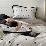 Duvet Cover Set Cotton Satin Butterfly Motif Four-Piece