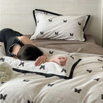 Duvet Cover Set Cotton Satin Butterfly Motif Four-Piece
