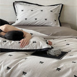 Duvet Cover Set Cotton Satin Butterfly Motif Four-Piece