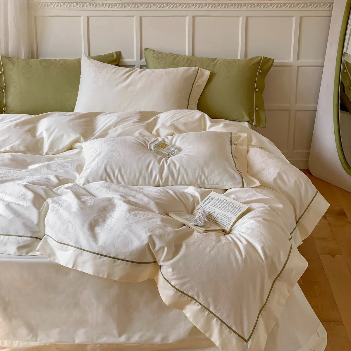 Duvet Cover Set Cotton Satin Damask Concealed Fastenings