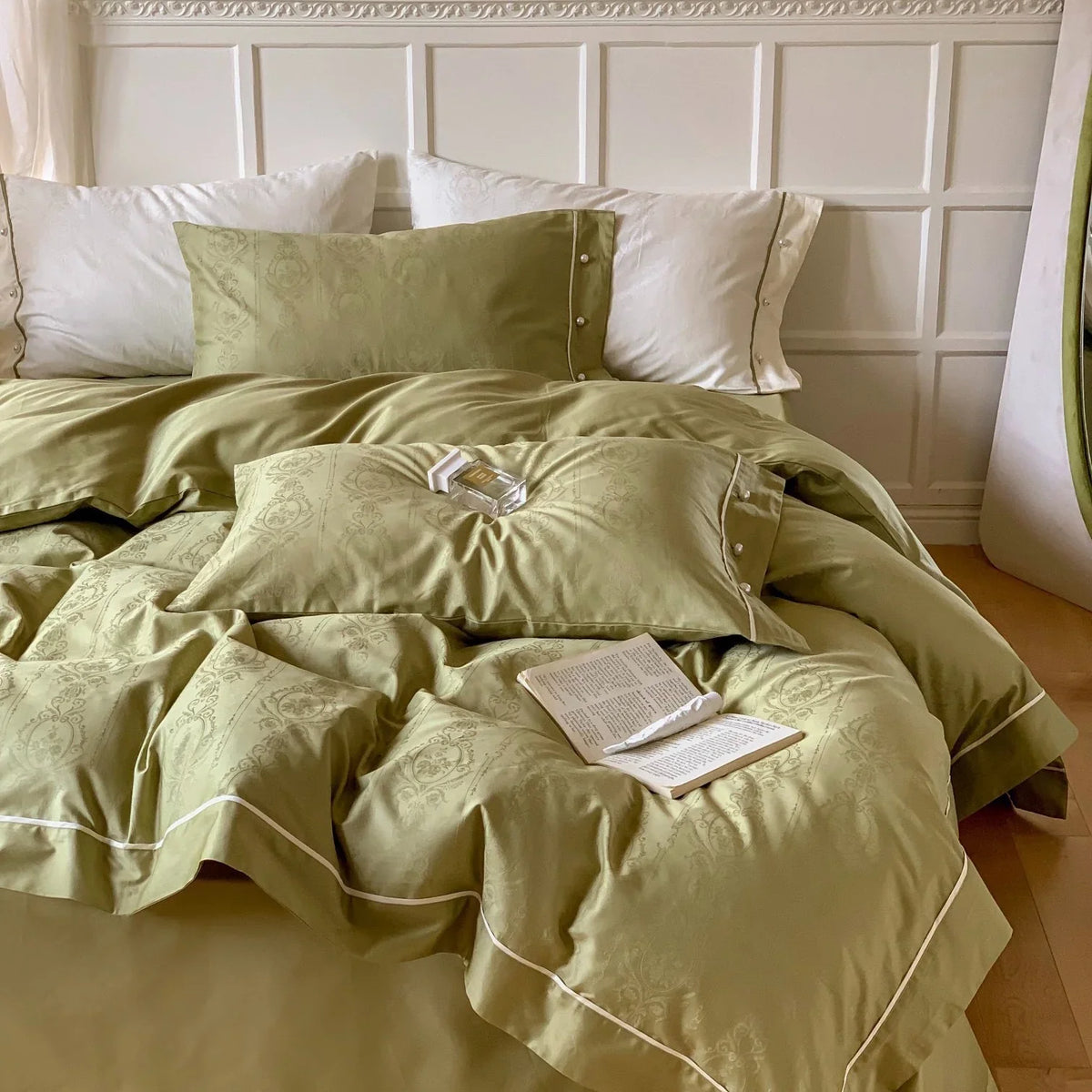 Duvet Cover Set Cotton Satin Damask Concealed Fastenings
