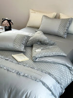 Duvet Cover Set Cotton Satin Diamond-Quilted Breathable
