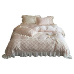 Duvet Cover Set Cotton Satin Embroidered Lace & Ruffles