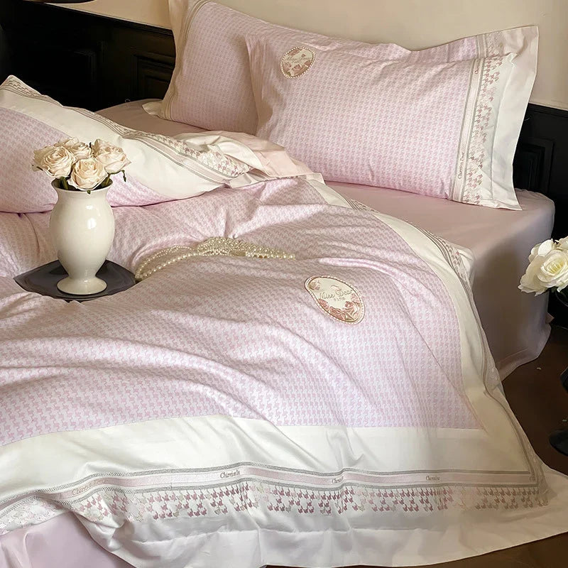 Duvet Cover Set Cotton Satin Embroidered Machine Washable