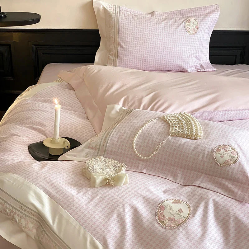 Duvet Cover Set Cotton Satin Embroidered Machine Washable