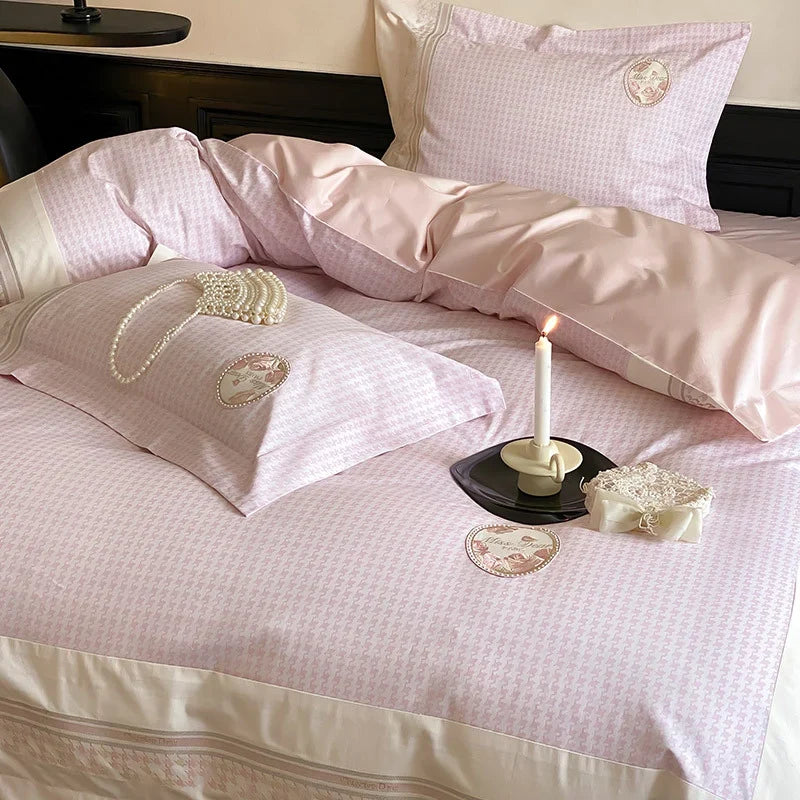 Duvet Cover Set Cotton Satin Embroidered Machine Washable