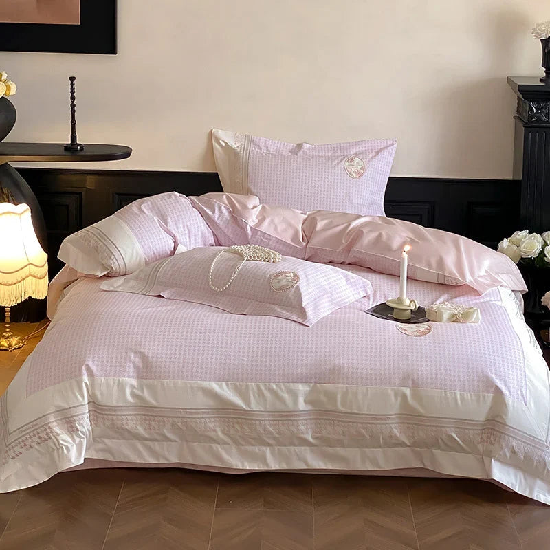 Duvet Cover Set Cotton Satin Embroidered Machine Washable
