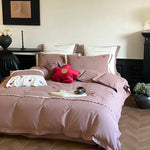 Duvet Cover Set Cotton Satin Embroidered Wildflower Hidden Zipper
