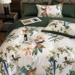 Duvet Cover Set Cotton Satin Exotic Bird Print