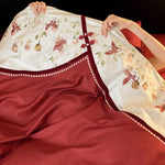 Duvet Cover Set Cotton Satin Floral Embroidery Hotel-Style Closure