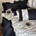 Duvet Cover Set Cotton Satin Floral Embroidery Machine-Washable