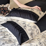 Duvet Cover Set Cotton Satin Floral Embroidery Machine-Washable