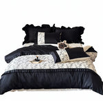 Duvet Cover Set Cotton Satin Floral Embroidery Machine-Washable