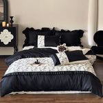 Duvet Cover Set Cotton Satin Floral Embroidery Machine-Washable
