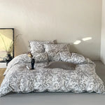 Duvet Cover Set Cotton Satin Floral Hotel Closure
