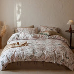 Duvet Cover Set Cotton Satin Floral Hotel Closure