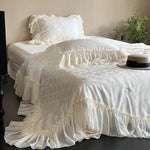 Duvet Cover Set Cotton Satin Jacquard Ruffle Trim 4-Piece Set