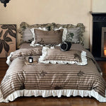 Duvet Cover Set Cotton Satin Jacquard Ruffled Edges