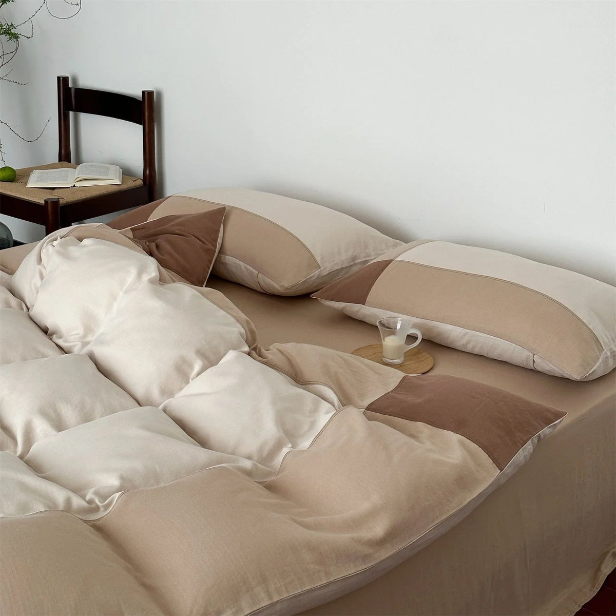 Duvet Cover Set Cotton Satin Quilted 4-Piece