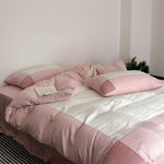 Duvet Cover Set Cotton Satin Quilted 4-Piece