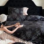 Duvet Cover Set Cotton Satin Reversible Floral Jacquard