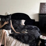 Duvet Cover Set Cotton Satin Reversible Floral Jacquard