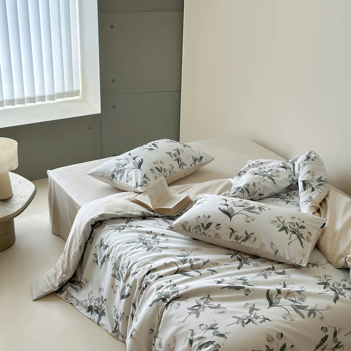 Duvet Cover Set Cotton Satin Reversible Temperature-Regulating