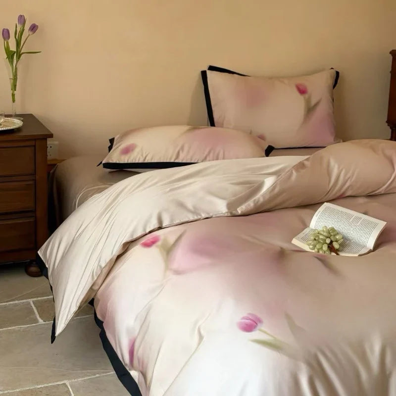 Duvet Cover Set Cotton Satin Temperature-Regulating Concealed Zipper