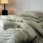 Duvet Cover Set Cotton Satin Tonal Floral Jacquard