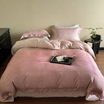 Duvet Cover Set Cotton Satin Tonal Jacquard Machine Washable