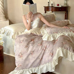 Duvet Cover Set Cotton Satin Vintage Floral