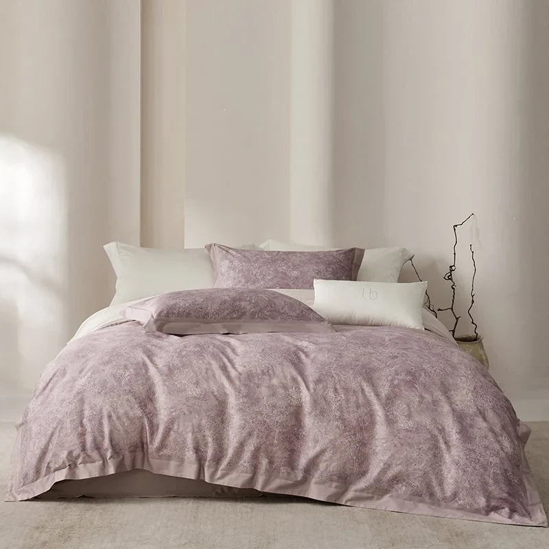 Duvet Cover Set Cotton Satin Watercolor Botanical Machine Washable