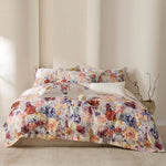 Duvet Cover Set Cotton Satin Watercolor Botanical Machine Washable