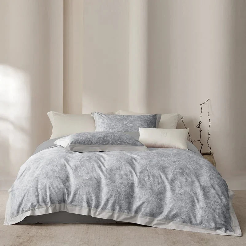 Duvet Cover Set Cotton Satin Watercolor Botanical Machine Washable