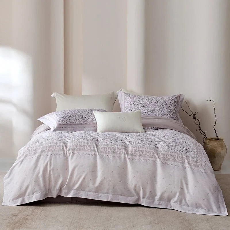 Duvet Cover Set Cotton Satin Watercolor Botanical Machine Washable