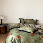 Duvet Cover Set Cotton Satin Watercolor Floral